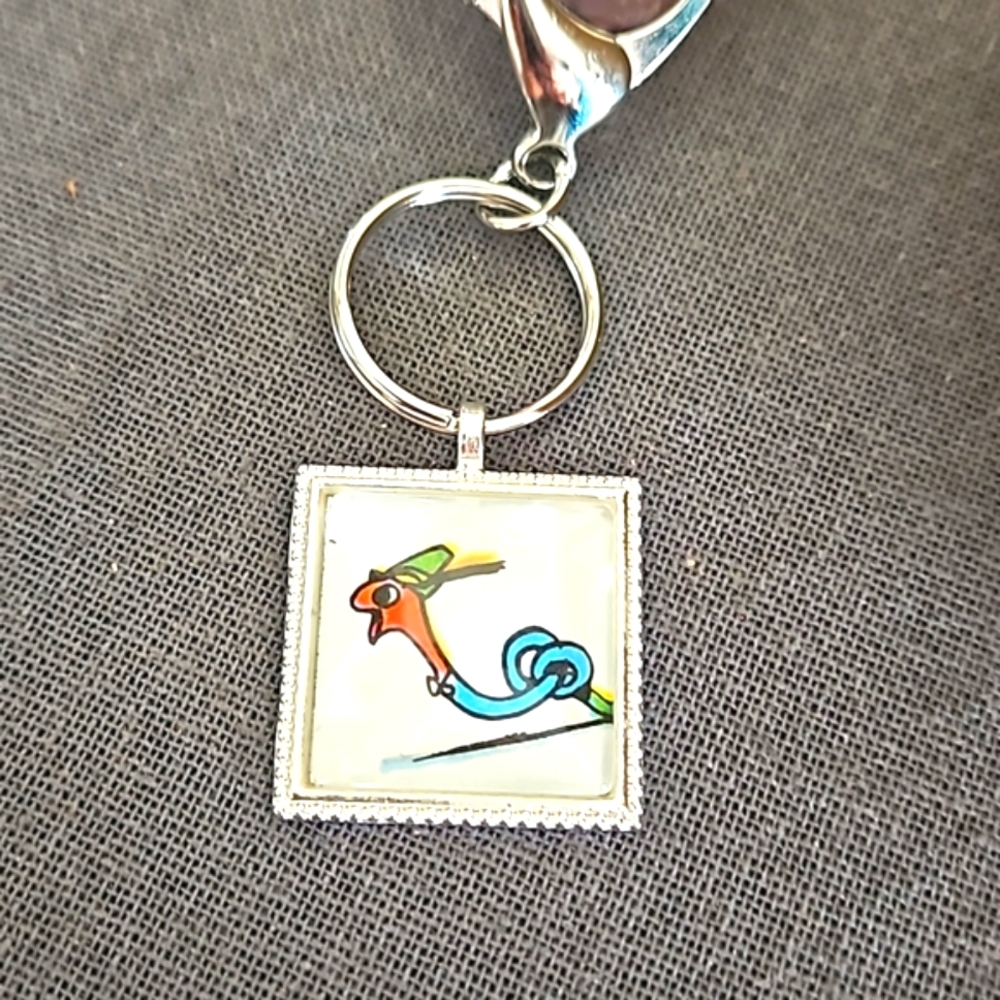 Upcycled Lowly worm book page keyring 1970s w clip Richard Scarry classic ooak